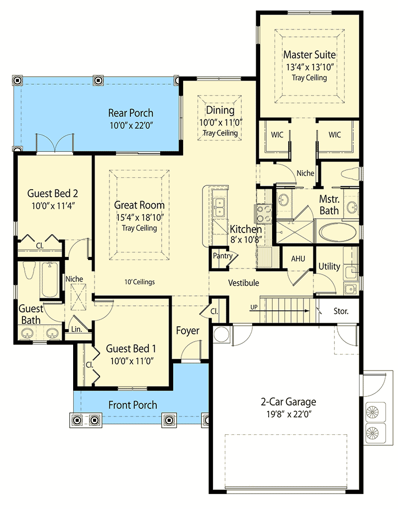 Plan 33115ZRX: 2-Story House Plan - Floor Plan - Main Level - European, Traditional