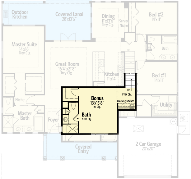 Plan 33134ZRX: One-Story Home Plan with Flex and Bonus Rooms - 2750 Sq Ft - Floor Plan - Bonus - Mediterranean