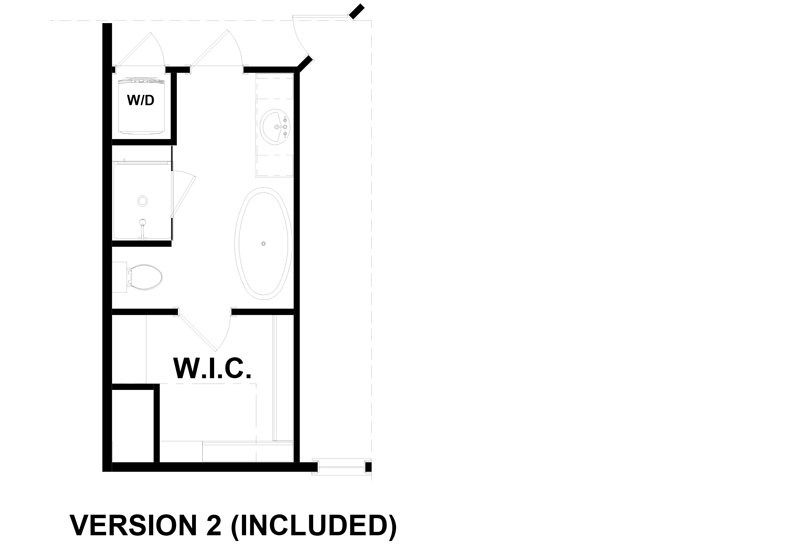 Plan 765034TWN: Craftsman Carriage House Plan with 1-Bed Apartment - Floor Plan - Bathroom Option 2 - Carriage, Cottage, Country, Craftsman
