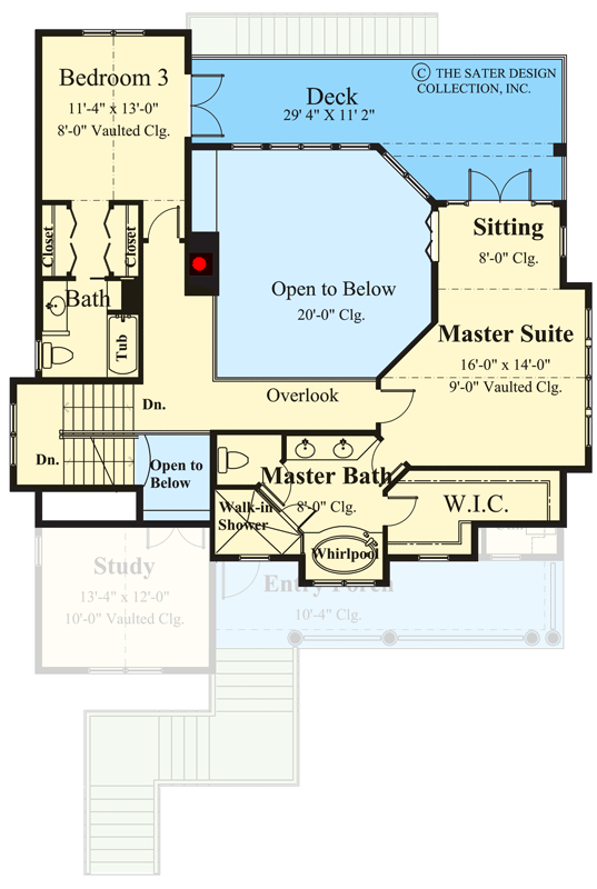 Plan 340016STR: Tidewater-Inspired House Plan with 2-Story Great Room - 2534 Sq Ft - Floor Plan - 2nd Floor - Beach, Coastal, Florida-Style, Low Country, Southern