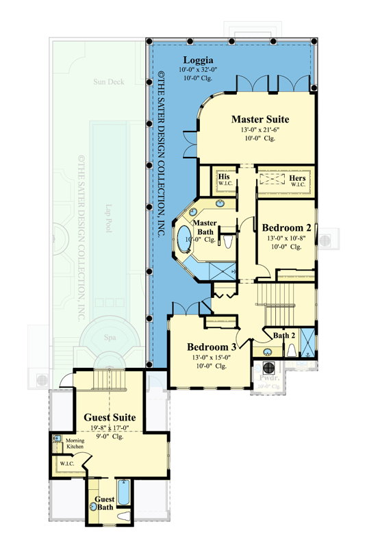 Plan 340048STR: Eureopean-style House Plan with Striking Courtyard and a Second Floor Guest Suite - Floor Plan - 2nd Floor - European, French Country