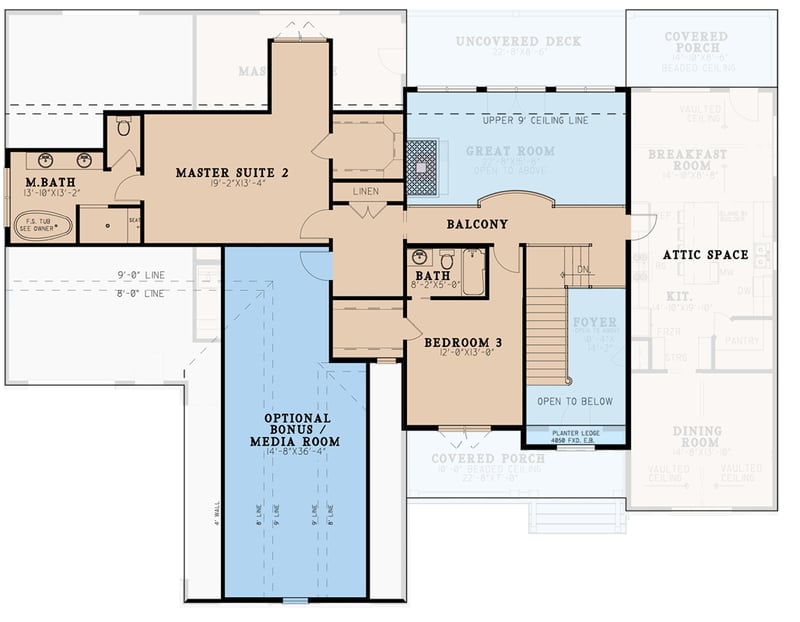 Plan 70720MK: Transitional House Plan with 2 Master Suites and 2 Kitchens - 4474 Sq Ft - Floor Plan - 2nd Floor - Country, Craftsman, New American, Traditional, Transitional