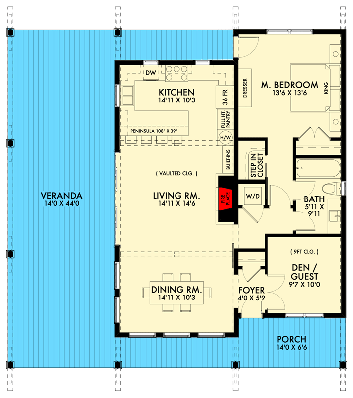 Plan 677003NWL: Rustic Country Ranch Home Plan with Large Wrap-around Veranda - Floor Plan - Main Level - Contemporary, Ranch, Vacation