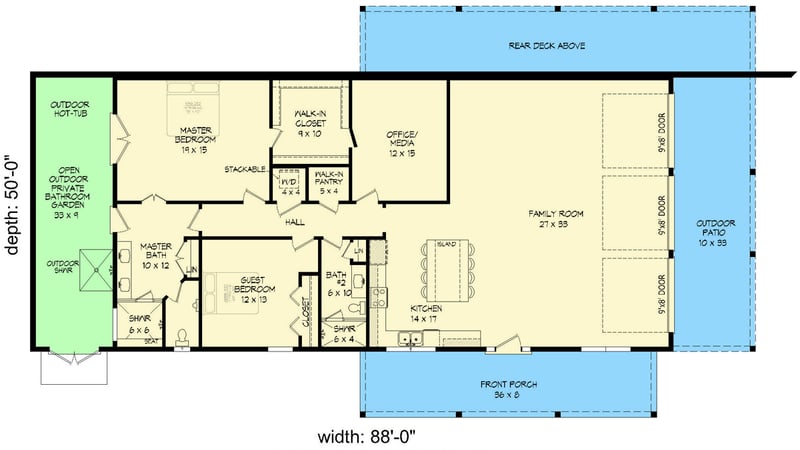 Plan 68889VR: Multi-family Country Home Plan with Two Full Kitchens - Floor Plan - 2nd Floor - Country, Mountain, Ranch, Rustic, Southern, Traditional