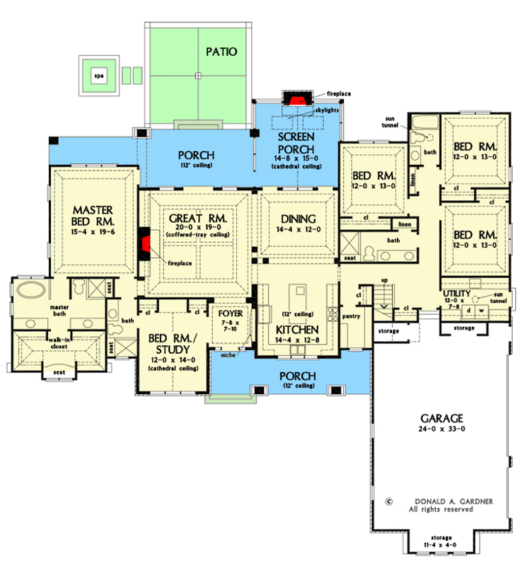 Plan 444196GDN: Arts-and-Crafts Style Home Plan with Vaulted Flex Room - Floor Plan - Main Level - Craftsman, Ranch