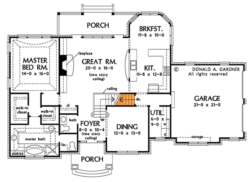 Plan 444201GDN: Brick-clad Traditional Southern Home with Bonus Room - Floor Plan - Basement Stair Location - Southern, Traditional