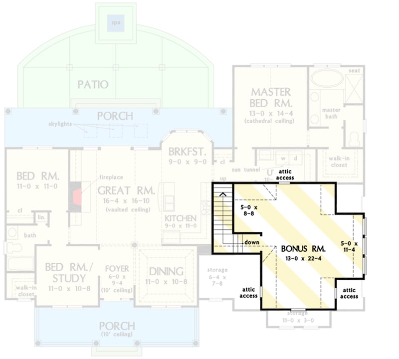 Plan 444221GDN: 3-Bed Modern Farmhouse Plan with Optional Bonus Room - Floor Plan - Optionally Finished Bonus Room - Cottage, Country, Craftsman, Modern Farmhouse