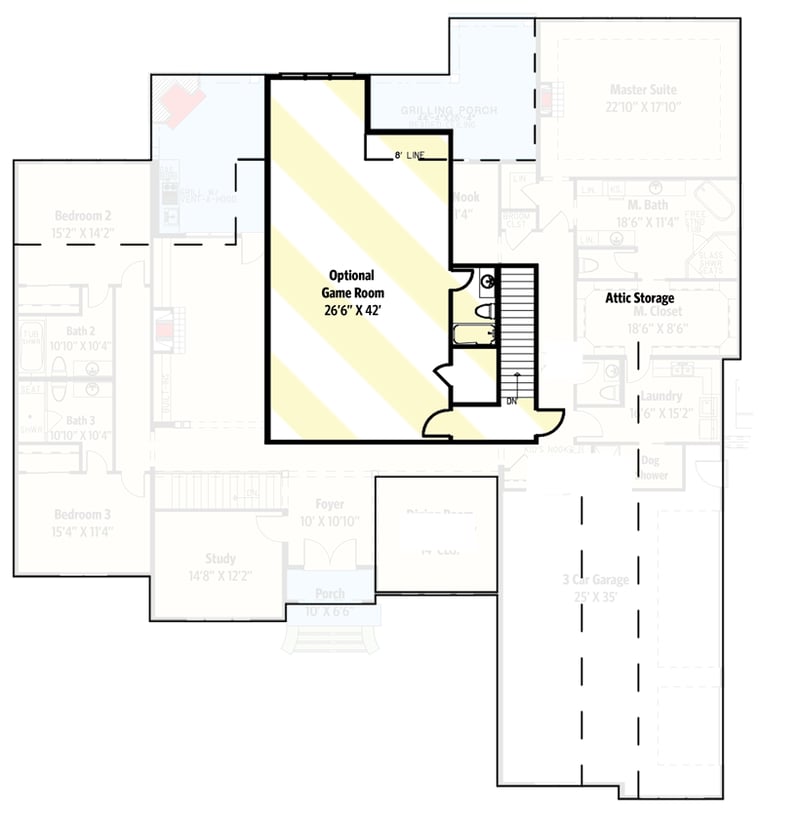 Plan 70723MK: European-style House Plan with Lower Level Home Theater, Game Room and Second Kitchen - Floor Plan - Optional Bonus Room - Country, Craftsman, European, Southern, Traditional
