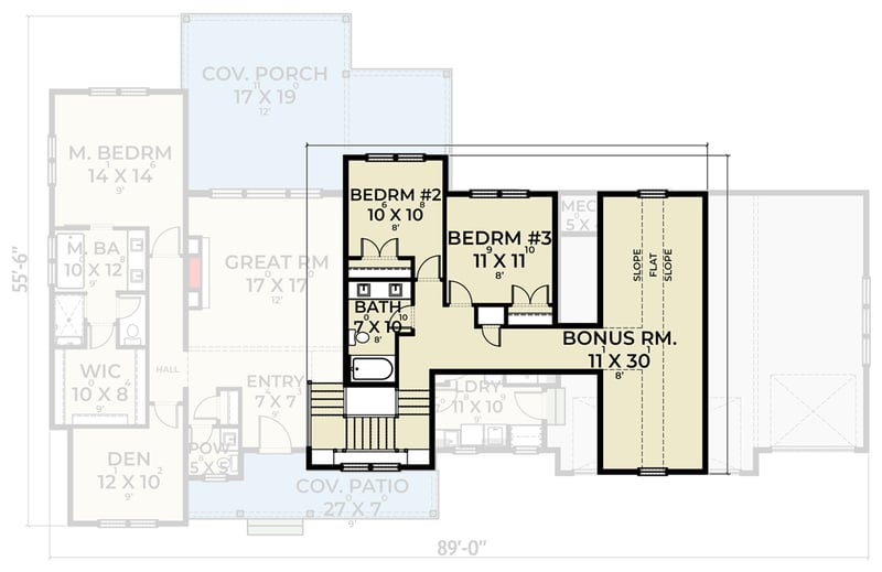 Plan 280158JWD: Modern Farmhouse Plan with Main-floor Master Bedroom and Den - Floor Plan - 2nd Floor - Country, Craftsman, Modern Farmhouse, New American, Northwest, Ranch