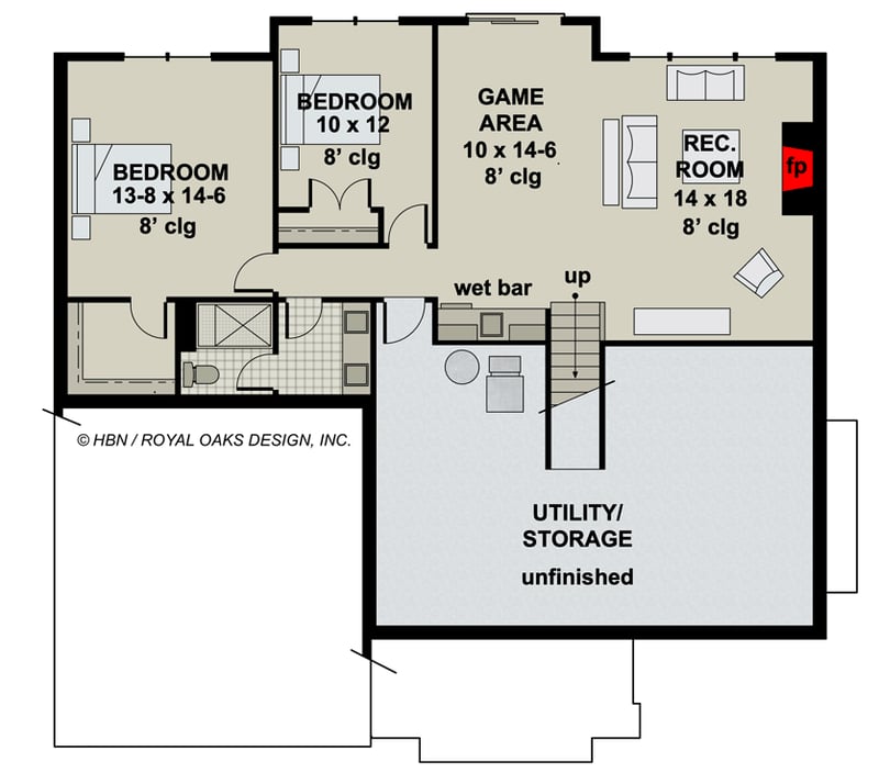 Plan 14704RK: 3 Bed New American Farmhouse with Home Office - Floor Plan - Optional Finished Lower Level (+$400) - Modern Farmhouse, New American, Ranch