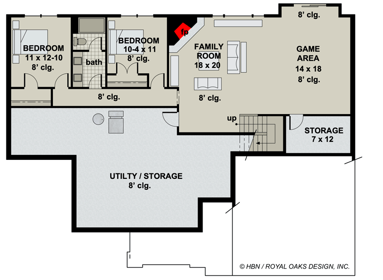 Plan 14710RK: Attractive New American House Plan Offering One Level Living and Lower Level Expansion - Floor Plan - Finished Lower Level Option (+$400) - Country, Craftsman, New American, Ranch