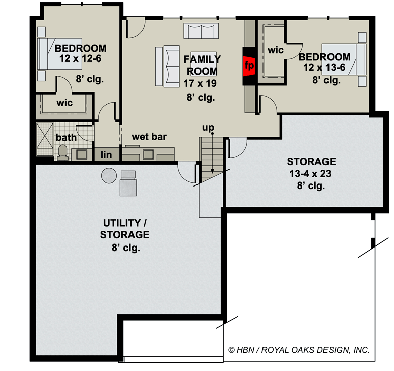 Plan 14713RK: Eye-catching One-story Modern Farmhouse House Plan with 3 Beds and a Home Office - Floor Plan - Optional Finished Lower Level (+$400) - Craftsman, Modern Farmhouse, New American, Ranch