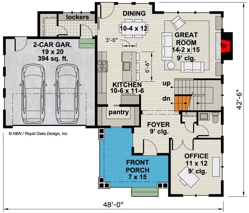 Plan 14724RK: 4 Bed Craftsman House Plan with Corner Home Office - Floor Plan - Main Level - Country, Traditional