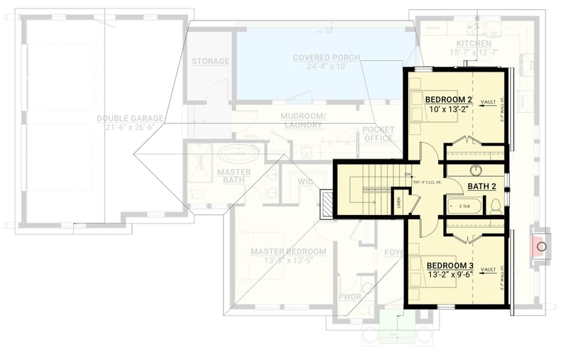 Plan 270049AF: Transitional Cottage House Plan with Main Floor Master and Two Upstairs Bedrooms - Floor Plan - 2nd Floor - European, Transitional