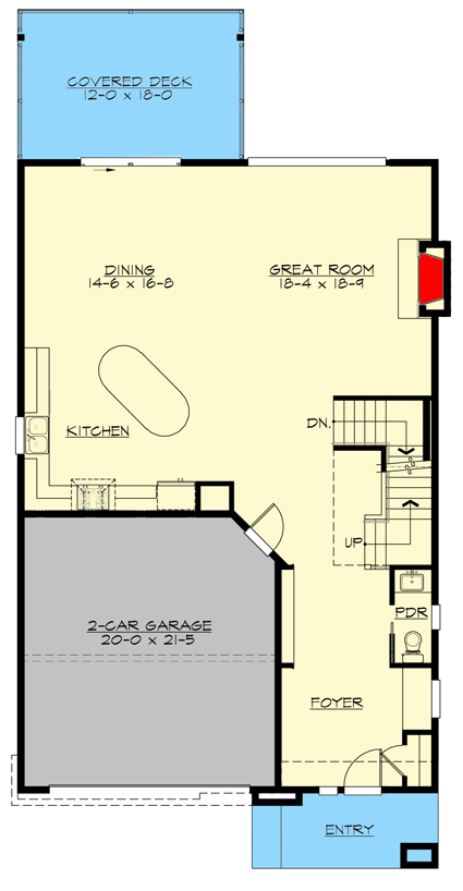 Plan 23918JD: 5-Bed Modern Home Plan with a Game Room in the Walkout Basement  - Floor Plan - Main Level - Contemporary, Mid Century Modern, Modern, Northwest