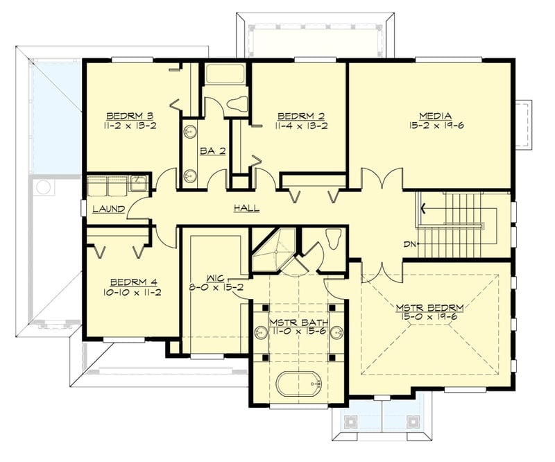 Plan 23921JD: 5-Bed House Plan with Large Covered Deck Behind the 2-Car Garage - Floor Plan - 2nd Floor - Craftsman, New American, Northwest, Shingle, Traditional