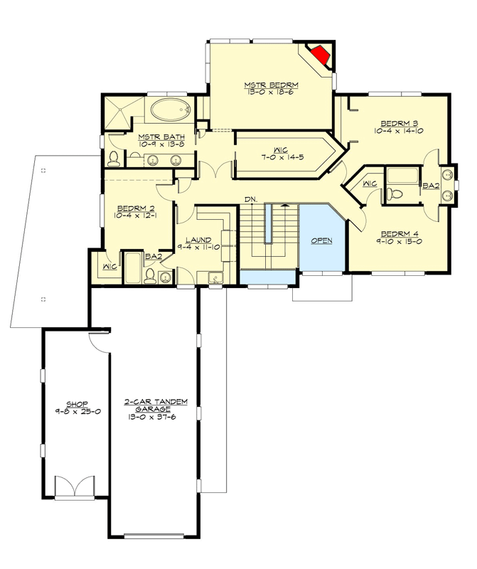 Plan 23929JD: Modern Northwest Home Plan with Stacked 4-Car Garage and Shop - Floor Plan - 2nd Floor - Mid Century Modern, Modern, Northwest, Prairie