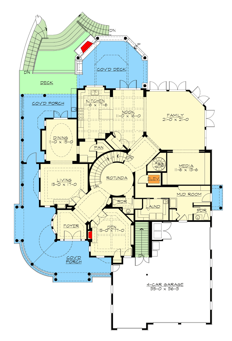 Plan 23931JD: Luxury 5-Bed House Plan with Walkout Basement and Rooftop Deck - Floor Plan - 2nd Floor