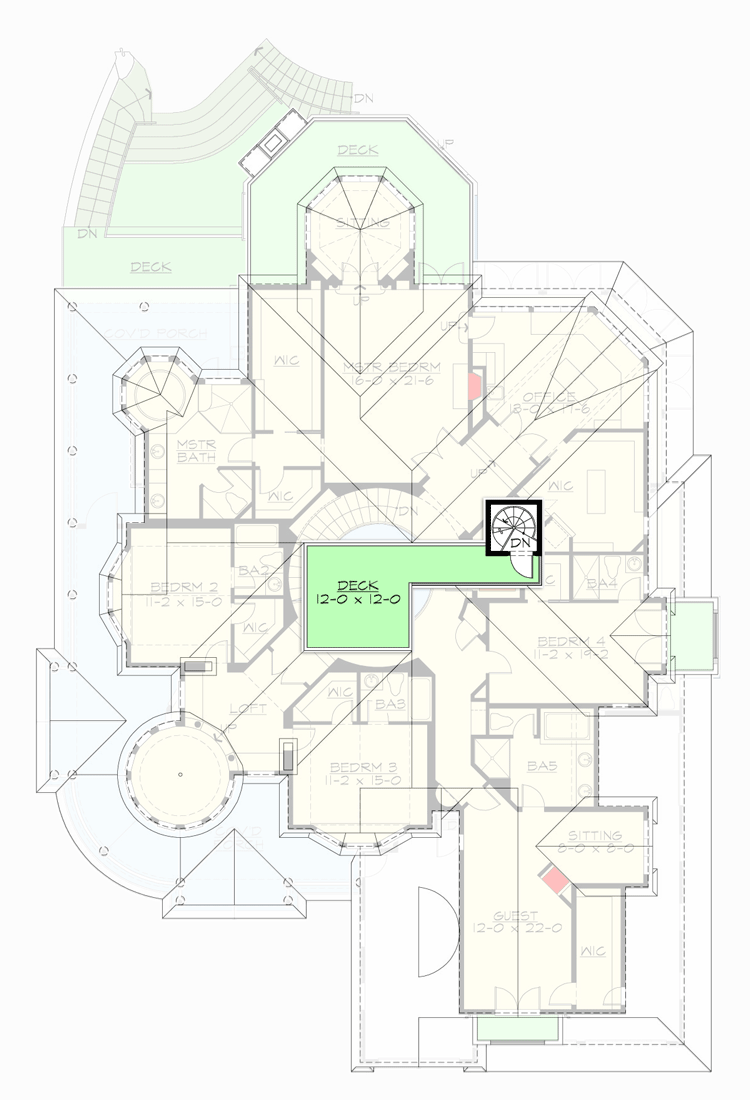 Plan 23931JD: Luxury 5-Bed House Plan with Walkout Basement and Rooftop Deck - Floor Plan - null