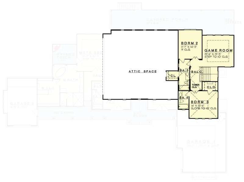 Plan 333006JHB: 2-Story Hill Country Home Plan with Large Covered Porches - Floor Plan - 2nd Floor - European, Hill Country