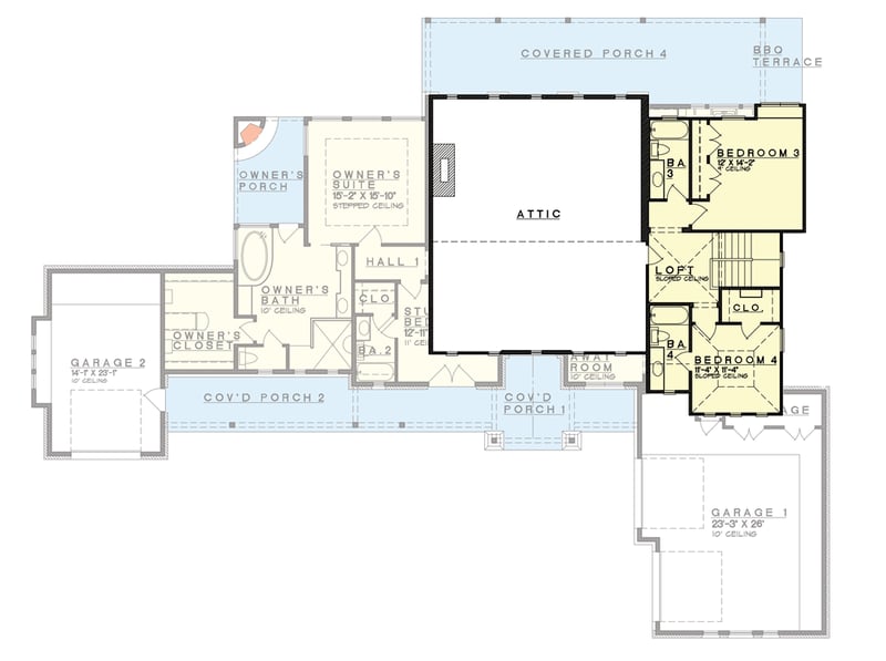 Plan 333007JHB: Hill Country House Plan with Split Garage - Floor Plan - 2nd Floor - Country, Hill Country, Traditional