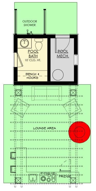 Plan 270053AF: Pool House with Lounge Area - Floor Plan - Main Level - Cottage, Country, Modern Farmhouse, Traditional