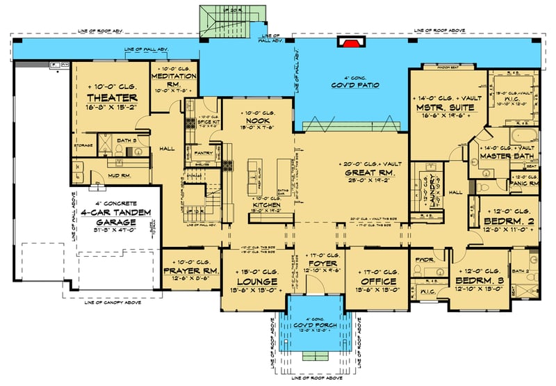 Plan 666138RAF: Modern Prairie House Plan for Indoor Outdoor Living - Floor Plan - Main Level - Modern, Northwest, Prairie