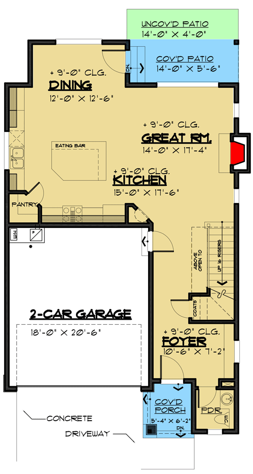 Plan 666140RAF: 3-Bed Modern Northwest Home with Open Main Level - Floor Plan - Main Level - Contemporary, Modern, Northwest