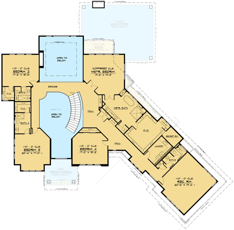 Plan 666145RAF: 2-Story Modern Northwest Home Plan with Angled Garage - Floor Plan - 2nd Floor - Modern, Northwest