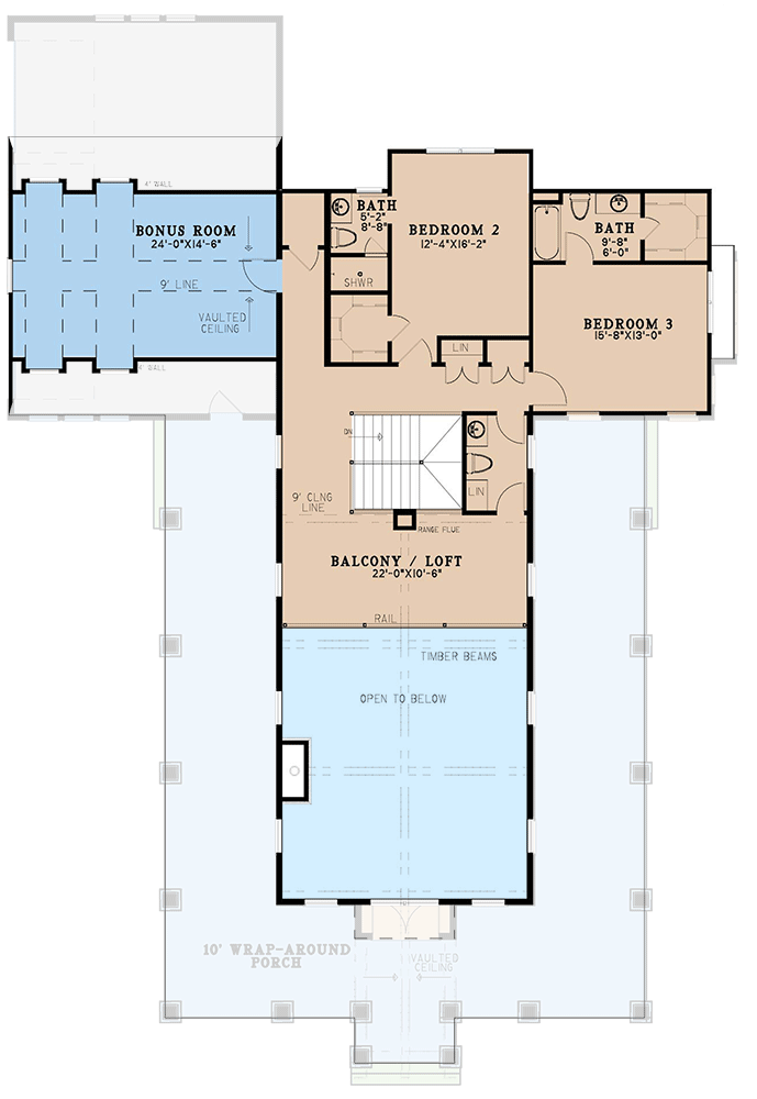 Plan 70735MK: Rustic Home Plan with Wraparound Porch, 2-Story Great Room with Overlook and a 3-Car Garage - Floor Plan - 2nd Floor - Barndominium, Country, Farmhouse, Modern Farmhouse, Mountain, New American, Rustic