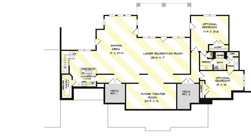 Plan 360098DK: Expandable 4-Bed House Plan with Side-Entry 3-Car Garage - Floor Plan - Optionally Finished Basement Foundation - Craftsman, Traditional