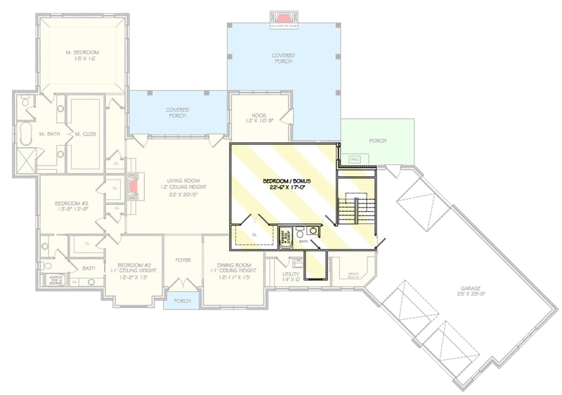 Plan 77647FB: Exclusive French Country Home Plan with Large Walk-in Pantry - Floor Plan - Bonus Room - European, French Country