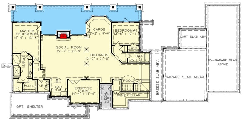 Plan 25743GE: Country Craftsman Plan with RV Garage and Walkout Basement - Floor Plan - Lower Level - Country, Craftsman, Rustic