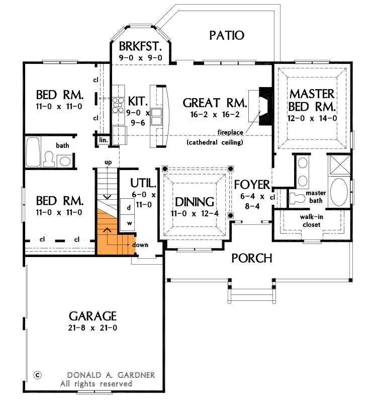Plan 444284GDN: 3-Bed Ranch Plan with Clerestory Dormers Deliver Light to the Vaulted Great Room - Floor Plan - 3rd Floor - Country, Traditional