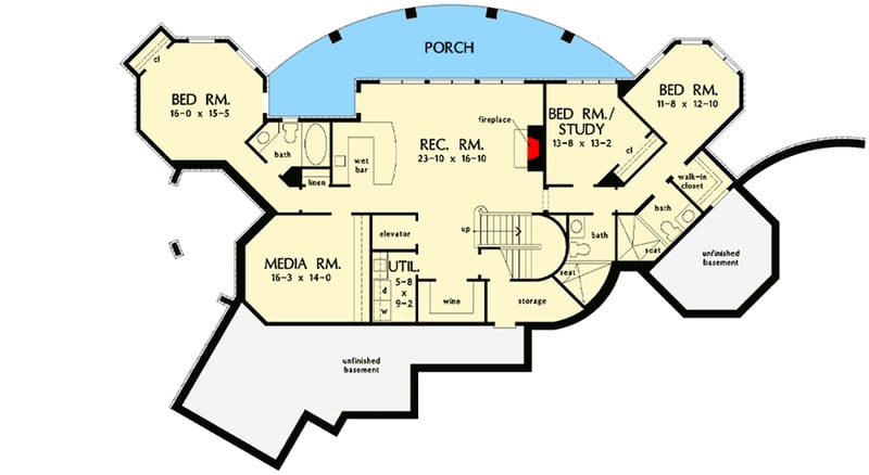 Plan 444295GDN: French Country Home Plan with Walkout Basement - Floor Plan - Lower Level - European, French Country