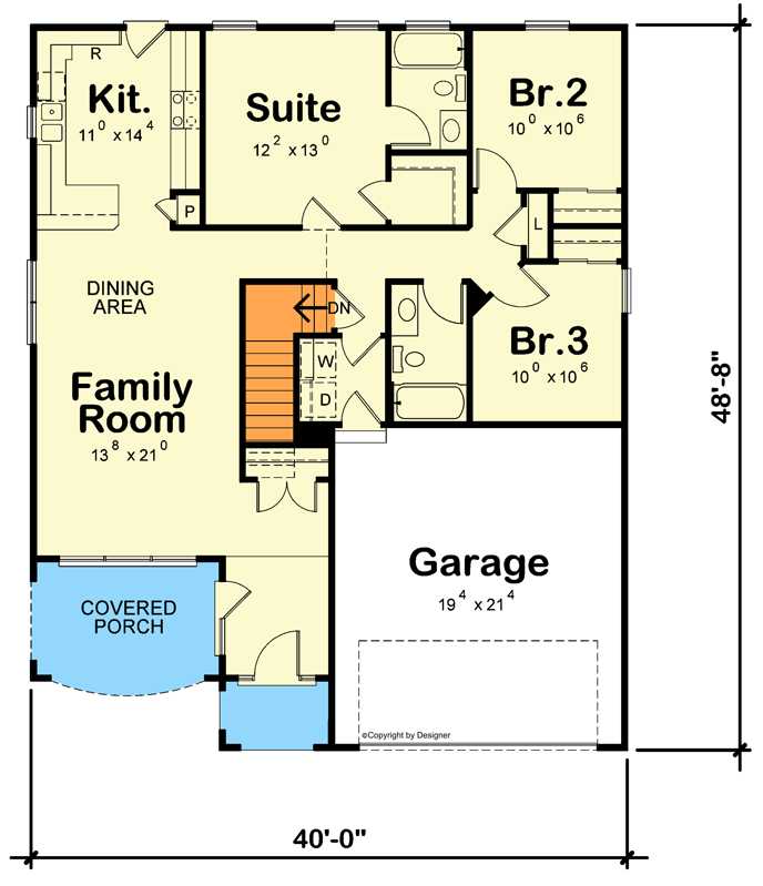 Plan 42714DB: Transitional Craftsman Home with 5 Bedrooms - Floor Plan - Main Level - Craftsman, New American, Southern, Transitional