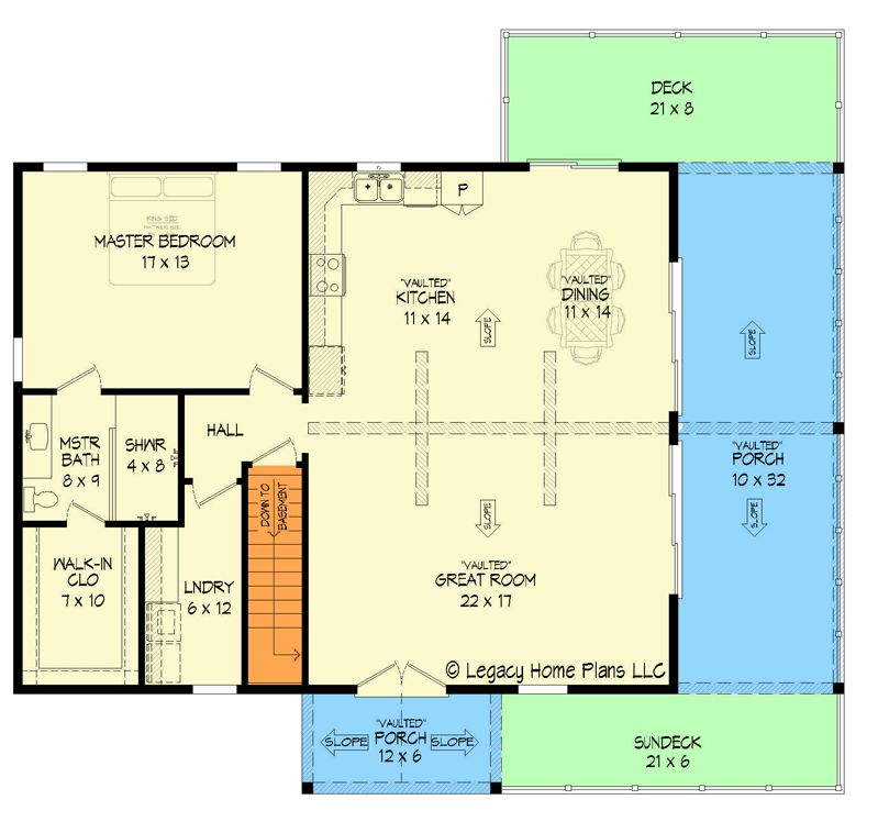 Plan 68918VR: Mutli-generational Sloping Lot Mountain House Plan - Floor Plan - Main Level - Country, Mountain, Rustic