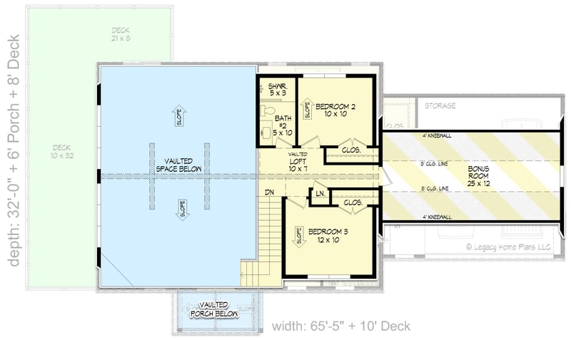 Plan 68925VR: 2-story Mountain House Plan with Main Floor Master Suite and 2-Car Garage - Floor Plan - 2nd Floor - Country, Craftsman, Mountain, Rustic