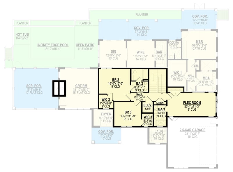 Plan 871018JEN: 2-Story House Plan for Wine Collectors - Floor Plan - 2nd Floor - Northwest, Prairie, Transitional