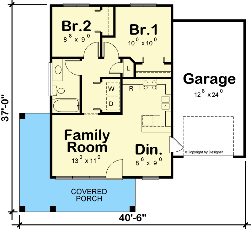Plan 42118DB: Compact Cottage Plan with Single Garage - Floor Plan - Main Level - Contemporary, Cottage, Country, Modern Farmhouse, Mountain, Vacation
