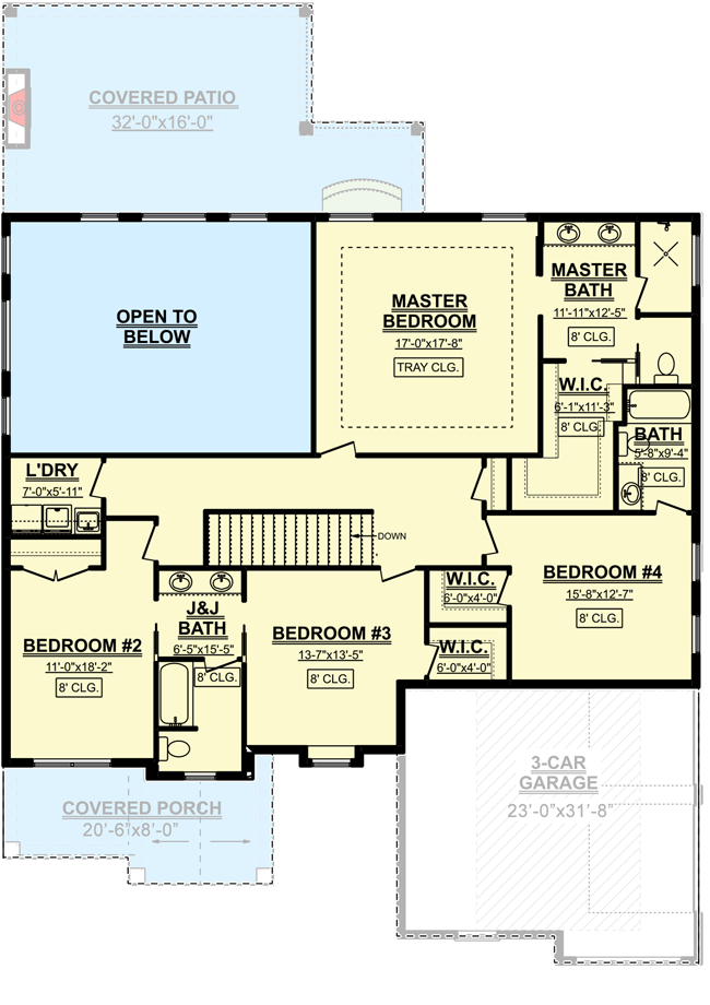 Plan 911022JVD: 3360 Square Foot 2-Story House Plan with Bedrooms and Laundry Upstairs - Floor Plan - 2nd Floor - Contemporary, Country, Craftsman, New American, Northwest