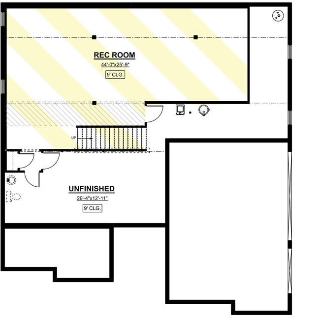 Plan 911022JVD: 3360 Square Foot 2-Story House Plan with Bedrooms and Laundry Upstairs - Floor Plan - Basement - Contemporary, Country, Craftsman, New American, Northwest