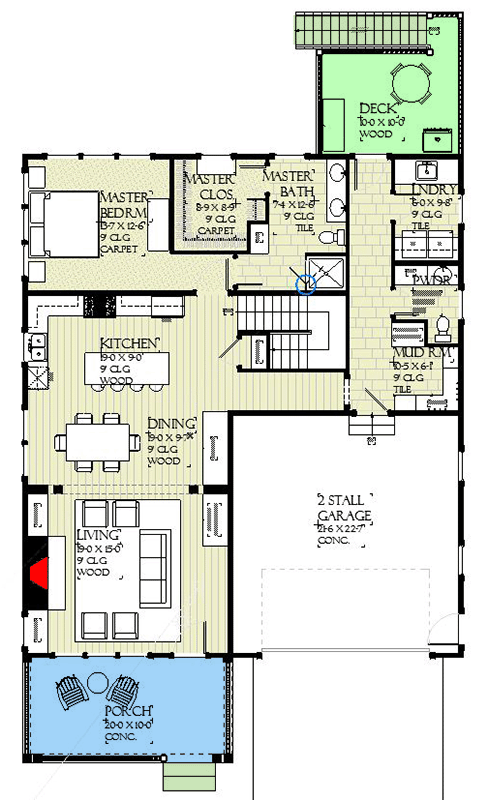 Plan 970096VC: New American Ranch House Plan with Master on Main and 2 Beds in the Walkout Basement - Floor Plan - Main Level - Cottage, Country, Craftsman, New American