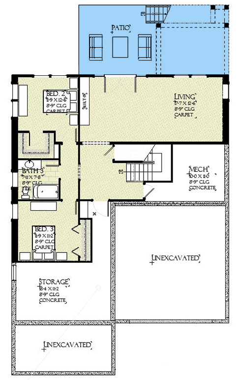 Plan 970096VC: New American Ranch House Plan with Master on Main and 2 Beds in the Walkout Basement - Floor Plan - Lower Level - Cottage, Country, Craftsman, New American