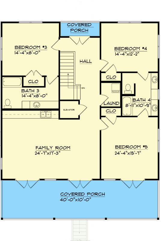Plan 461034DNN: Exclusive Coastal Home Plan with Family Room on Top Floor - Floor Plan - 2nd Floor - Beach, Coastal, Low Country, New Orleans, Southern, Vacation