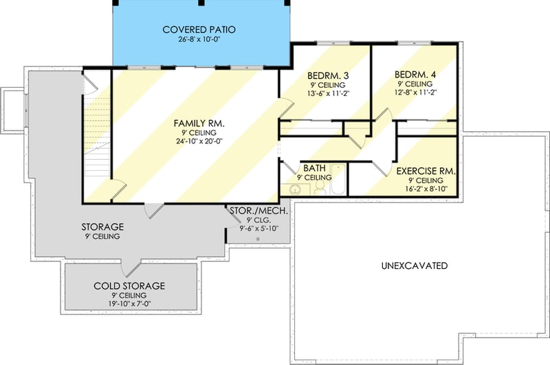 Plan 490021NAH: 2-Bed Farmhouse with Large Garage and Lower Level Expansion Potential - Floor Plan - Walkout Foundation Option (+$395) - Country, Farmhouse, Modern Farmhouse, New American