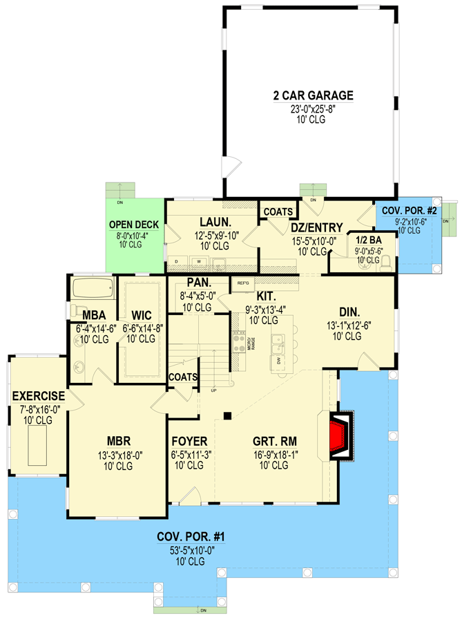 Plan 871019JEN: Family-friendly Farmhouse Plan with Wraparound Porch and Upstairs Bonus - Floor Plan - Main Level - Country, Farmhouse, Modern Farmhouse, New American, Traditional