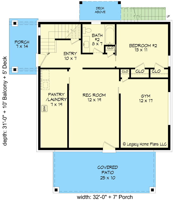 Plan 68970VR: Contemporary Mountain Home Plan with Rec Room, Gym and Ladder-Accessible Loft - Floor Plan - Main Level - Coastal, Contemporary, Modern, Mountain