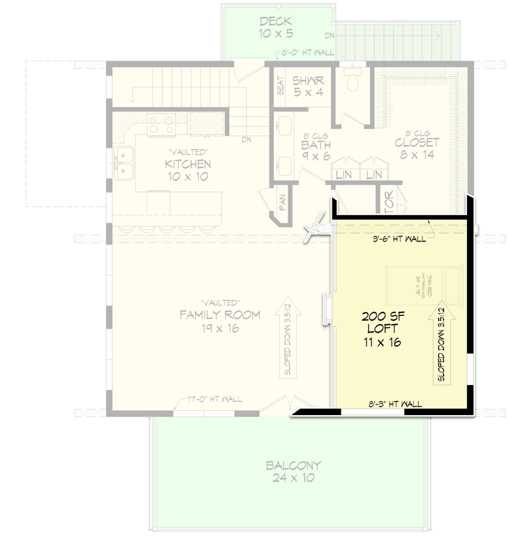 Plan 68970VR: Contemporary Mountain Home Plan with Rec Room, Gym and Ladder-Accessible Loft - Floor Plan - Loft - Coastal, Contemporary, Modern, Mountain