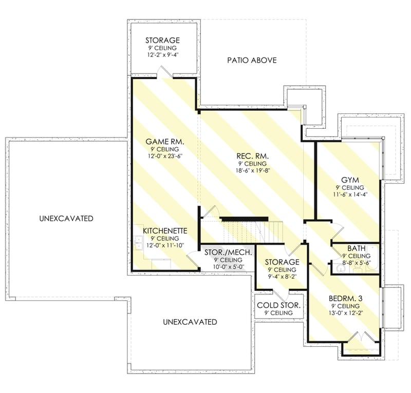 Plan 490027NAH: Modern Home Plan with Home Office and 2-story Great Room - Floor Plan - Optionally Finished Basement - Contemporary, Mid Century Modern, Modern, Prairie